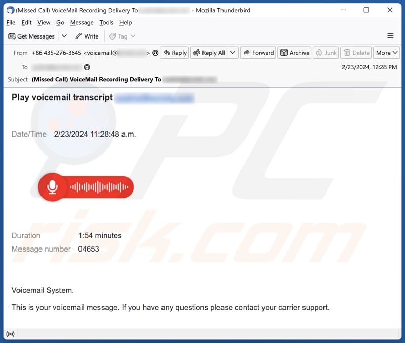 Campaña de spam por correo electrónico 
