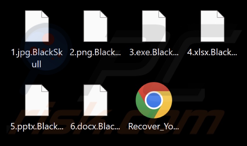 Archivos encriptados por el ransomware BlackSkull (extensión .BlackSkull)