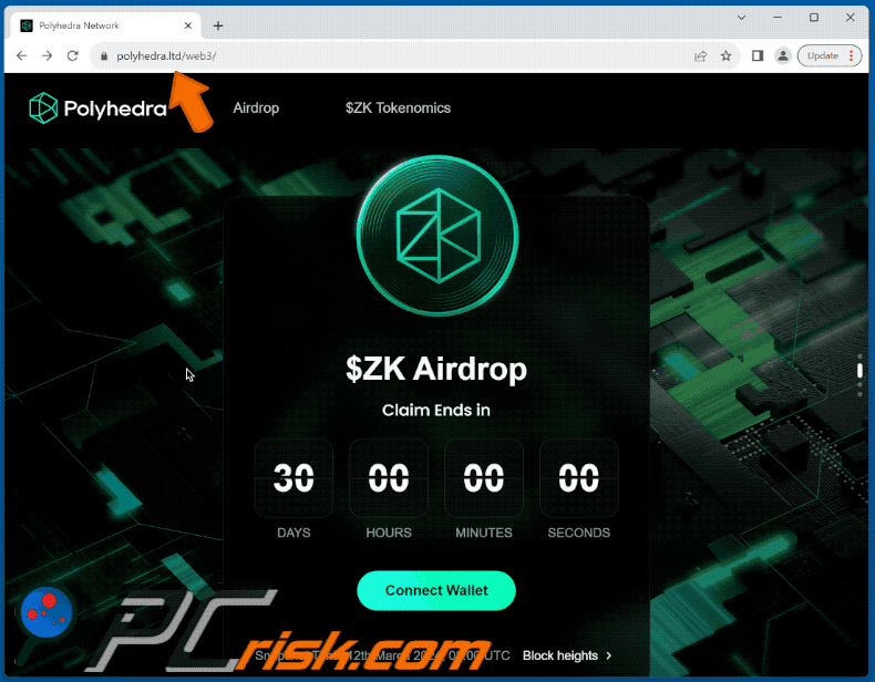 Aparición de la red de poliedros $ZK Airdrop estafa (GIF)