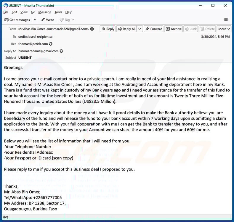Fund Release estafa por correo electrónico (2024-04-02)