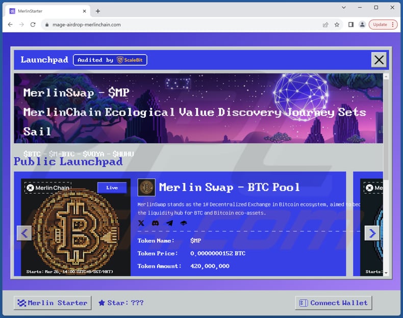 Merlin Swap Airdrop estafa