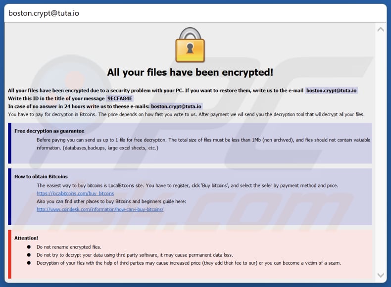 Boost ransomware ventana emergente nota de rescate