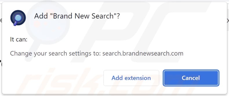 Brand New Search browser hijacker asking for permissions