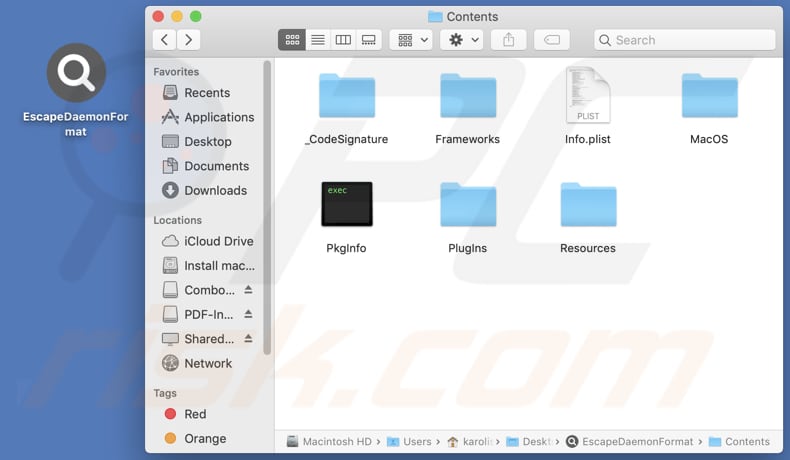 EscapeDaemonFormat carpeta de instalación de adware