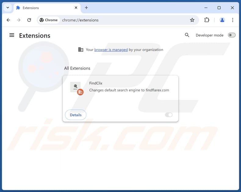 Eliminación de las extensiones de Google Chrome relacionadas con findflarex.com
