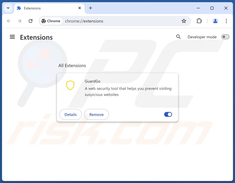 Paso para eliminar GuardGo de Google Chrome 2