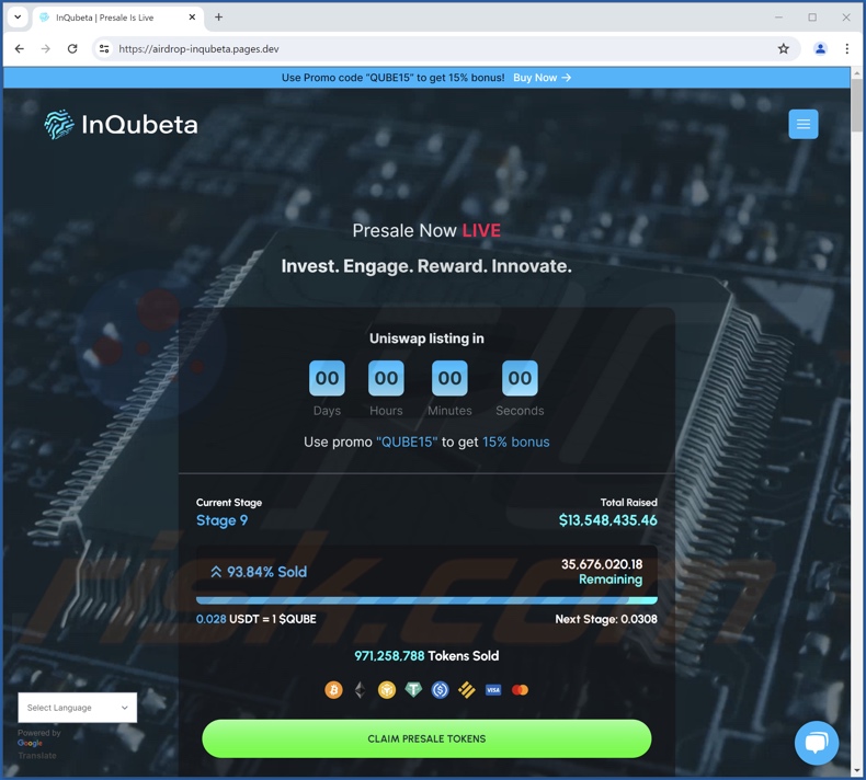 InQubeta Token Presale estafa