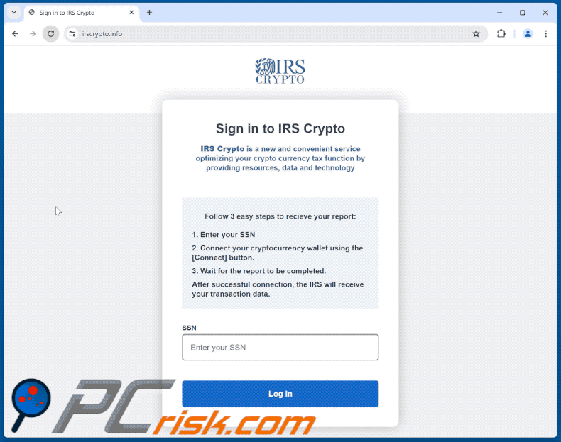 Aparición de la criptoestafa de Hacienda (GIF)