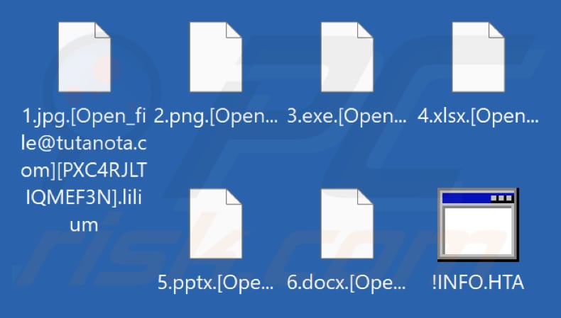 Archivos cifrados por el ransomware Lilium (extensión .lilium)