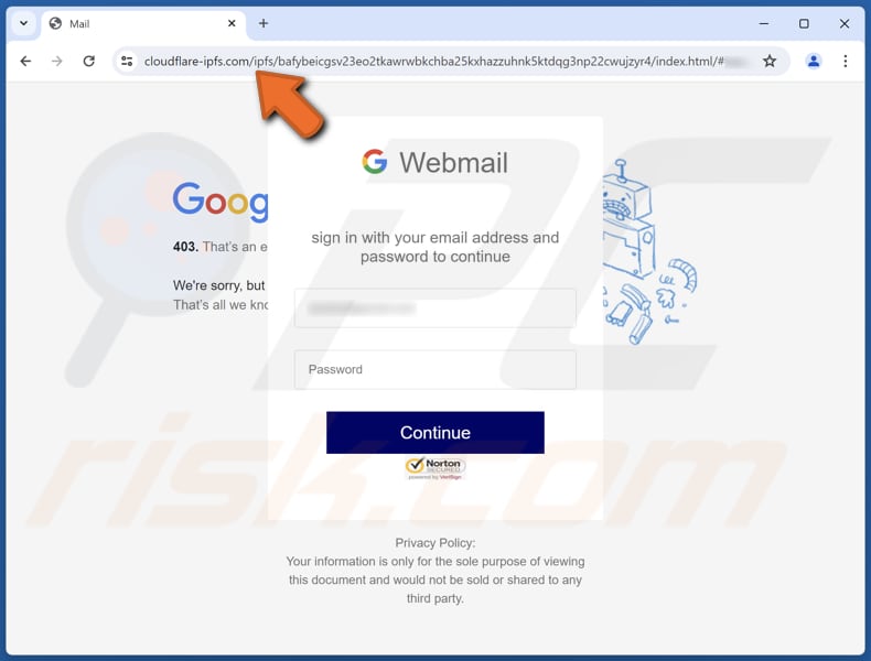 New Messages Notification Página de phishing