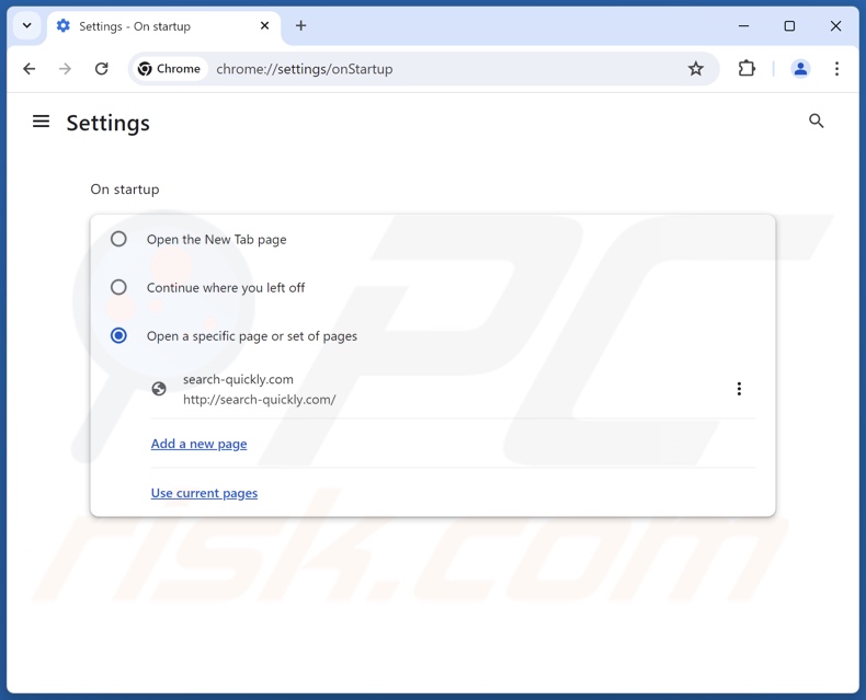 Eliminar search-quickly.com de la página principal de Google Chrome