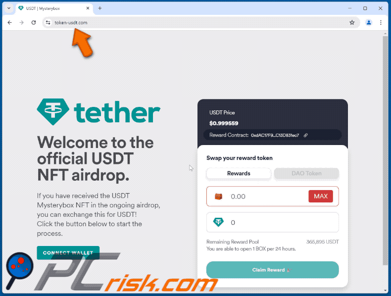 Aparición de la estafa USDT NFT Airdrop