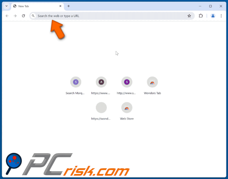 El secuestrador del navegador Wonders Tab redirige a Yahoo (GIF)