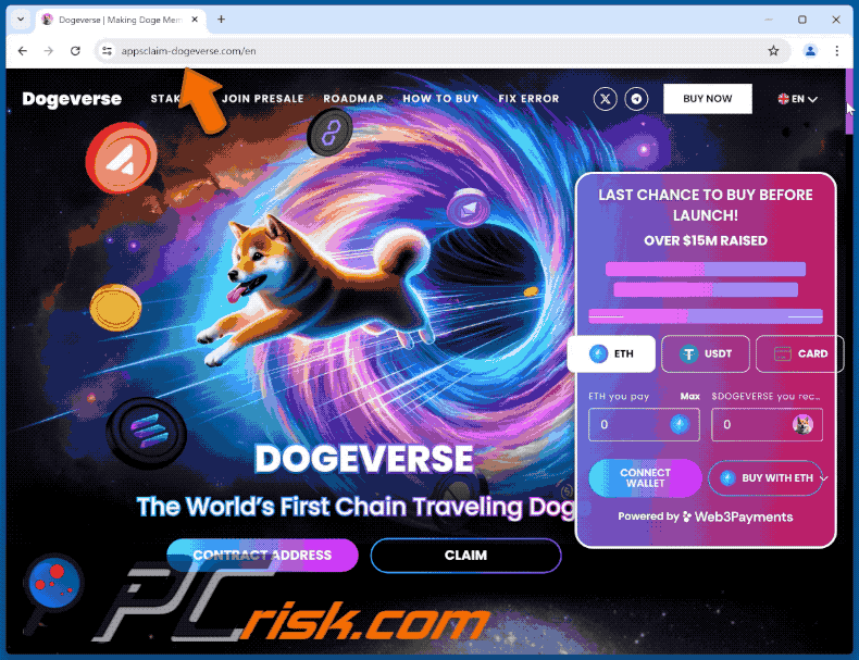 Aparición de DOGEVERSE Estafa previa al lanzamiento (GIF)