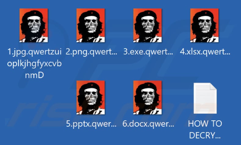 Archivos cifrados por el ransomware PartiZAN32 (extensión .xqwertzuioplkjhgfyxcvbnmD)