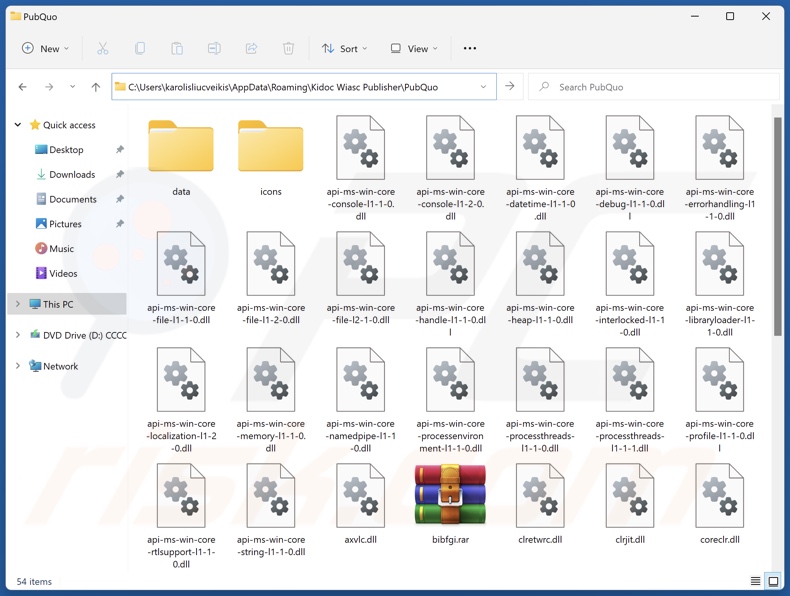 Carpeta de instalación de la aplicación no deseada PubQuo