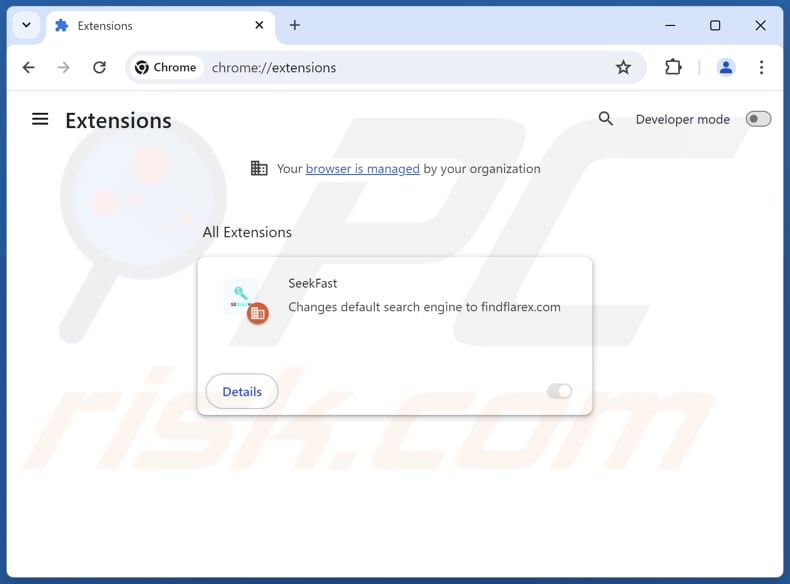 Eliminación de las extensiones de Google Chrome relacionadas con findflarex.com