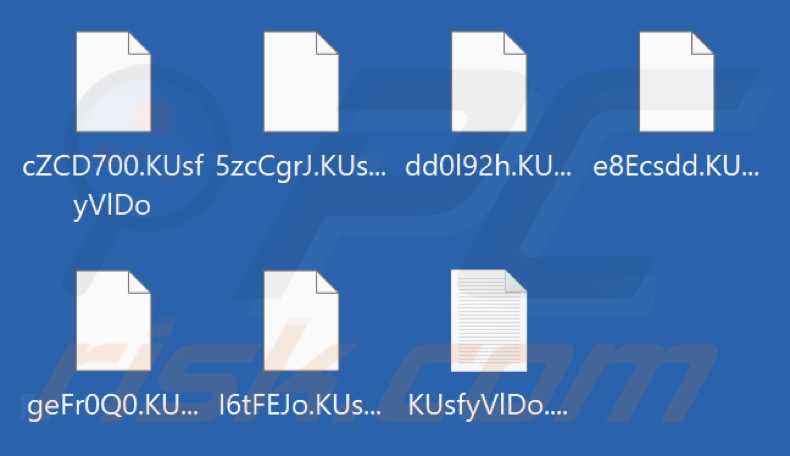 Archivos encriptados por el ransomware Brain Cipher (renombrados a una cadena y extensión aleatorias)