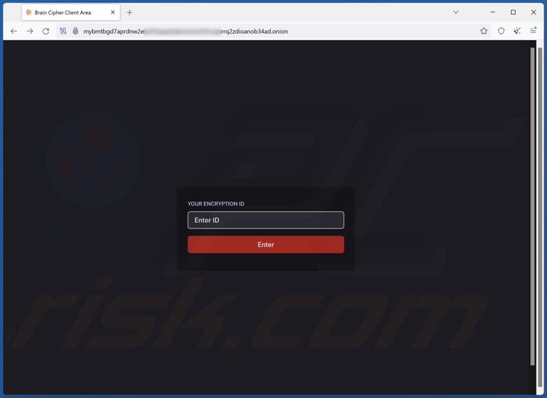 Brain Cipher ransomware sitio web