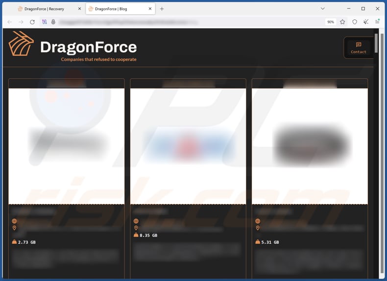 DragonForce ransomware sitio de filtración de datos
