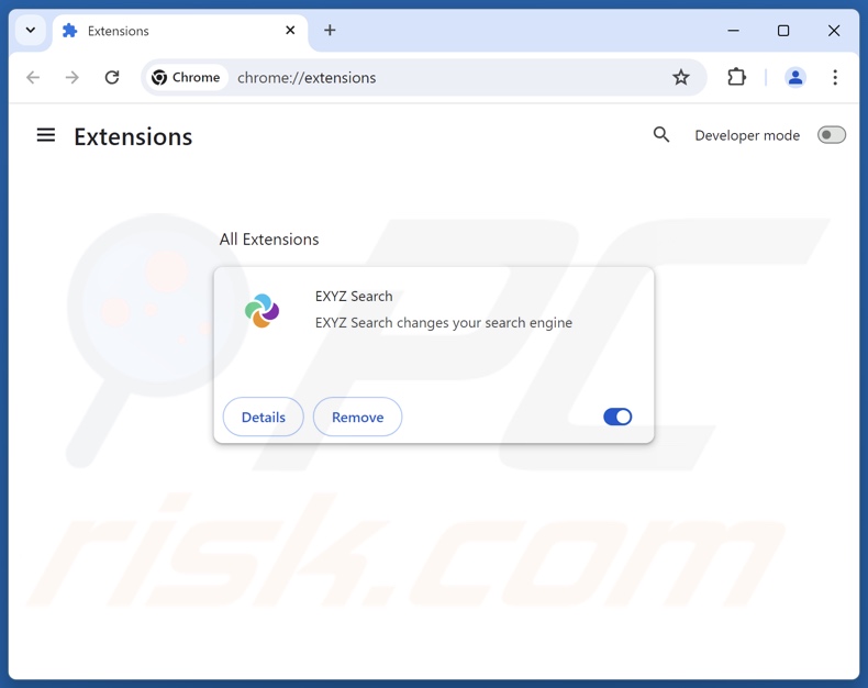 Eliminación de las extensiones de Google Chrome relacionadas con exyzsearch.com