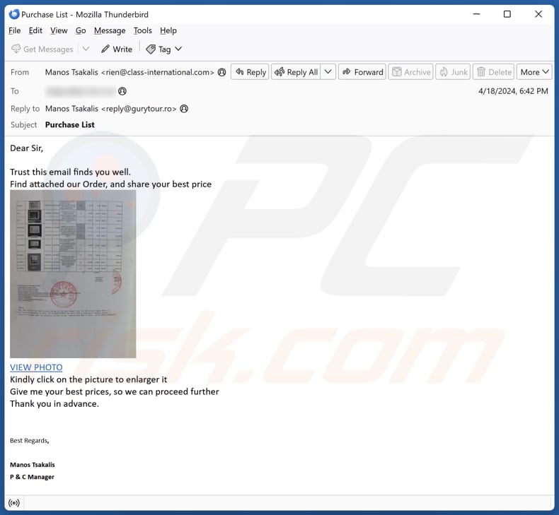 PXRECVOWEIWOEI ladrón que distribuye correo electrónico