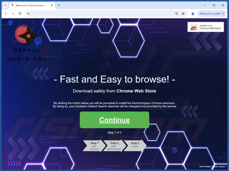 Sitio web utilizado para promocionar el secuestrador de navegador Searchninjapro