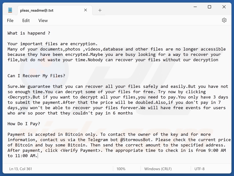 StormCry (Stormous) ransomware archivo de texto (pleas_readme@.txt)