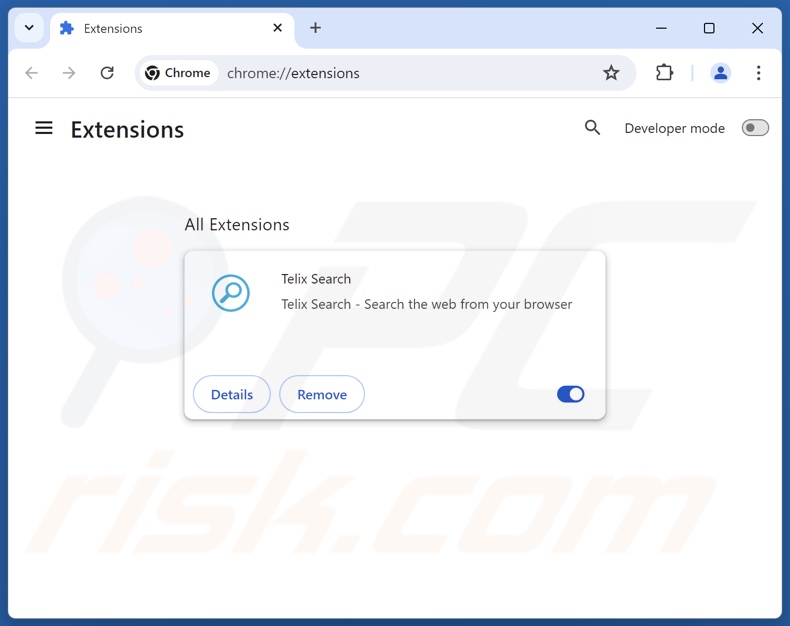 Eliminación de las extensiones de Google Chrome relacionadas con telixsearch.com
