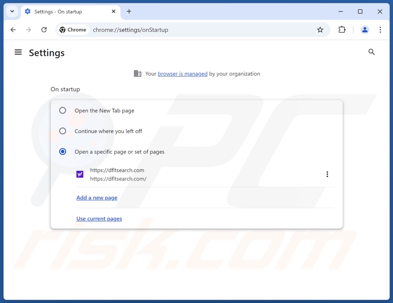 Eliminación de dfltsearch.com de la página de inicio de Google Chrome