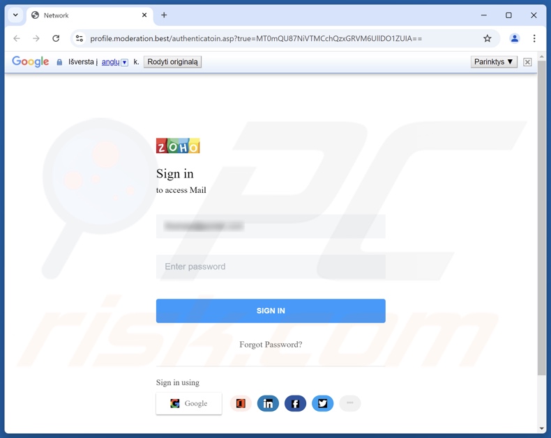 Someone Used Your Webmail Password correo electrónico fraudulento promovido sitio de phishing