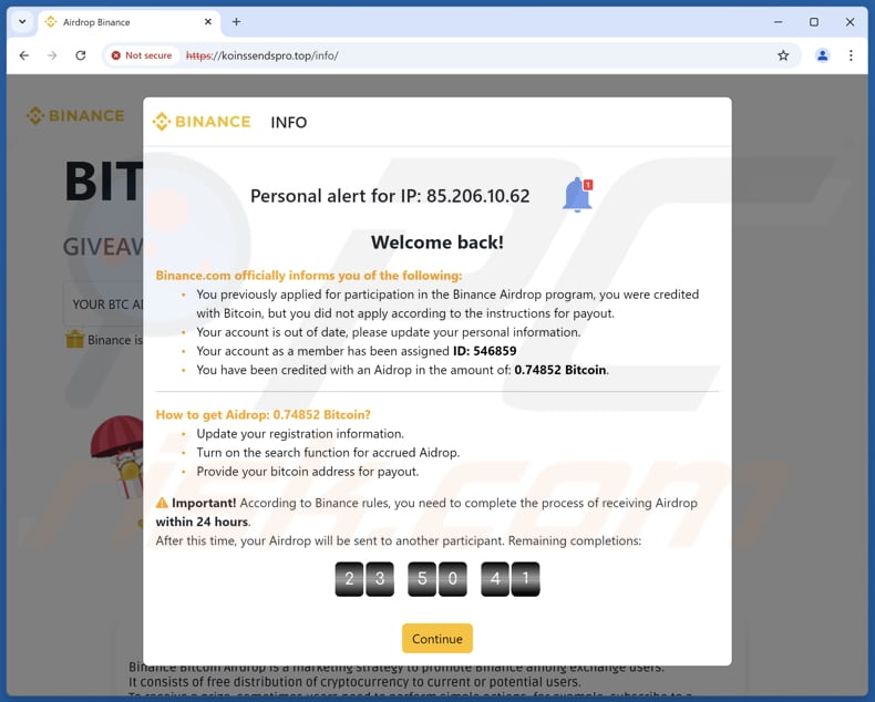 Bitcoin Airdrop From Binance estafa