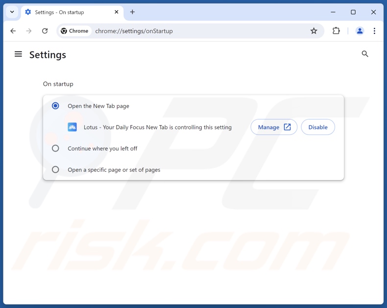 Eliminar lotus-tab.com de la página principal de Google Chrome