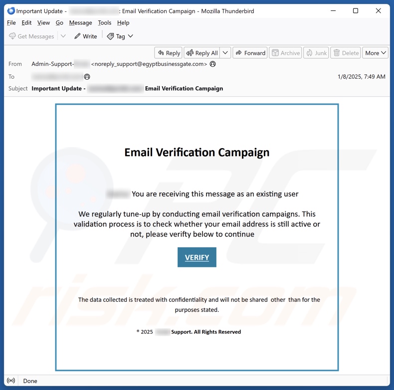 Email Verification Campaign campaña de spam por correo electrónico