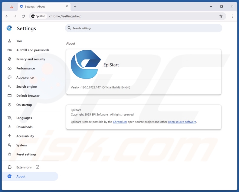 EpiStart (EpiBrowser) aplicación no deseada