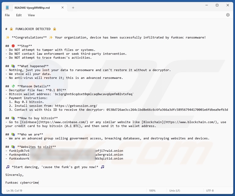 FunkLocker (FunkSec) ransomware nota de rescate (README-[random_string].md)