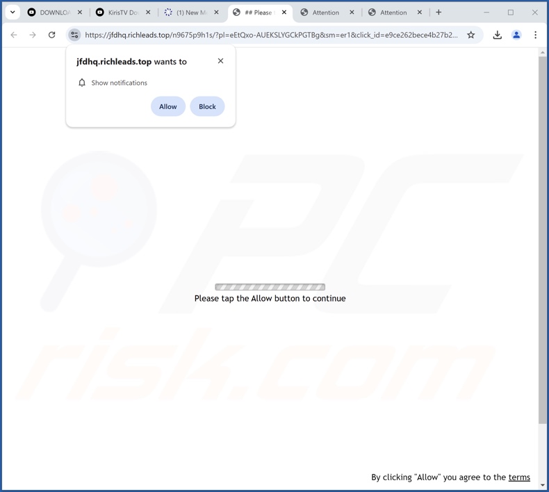 richleads[.]top pop-up redirige