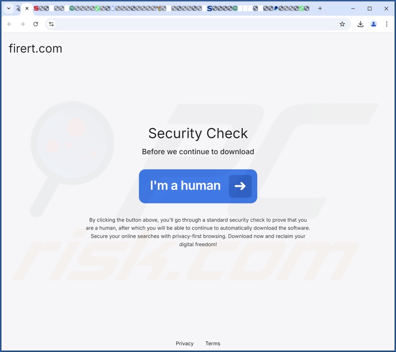 Sitio web engañoso utilizado para promocionar el paso de SecuriGuard PUA 1