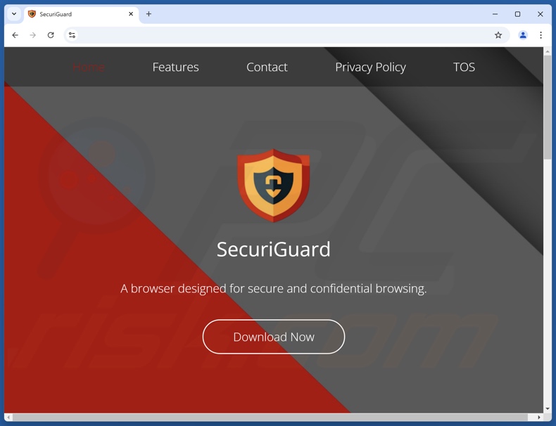 Sitio web utilizado para promocionar SecuriGuard PUA