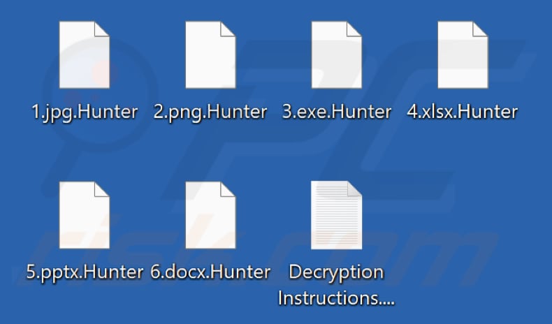 Archivos cifrados por el ransomware Hunter (extensión .Hunter)