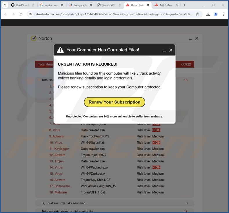 Your Computer Has Corrupted Files estafa