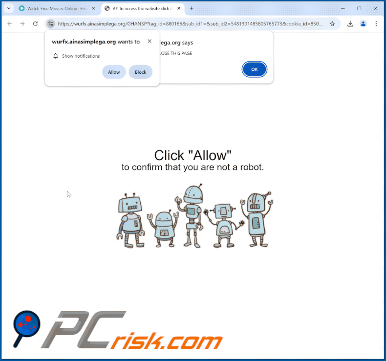 ainasimplega[.]org apariencia del sitio web (GIF)