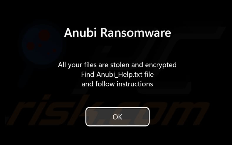 Anubi ransomware pantalla previa al inicio de sesión