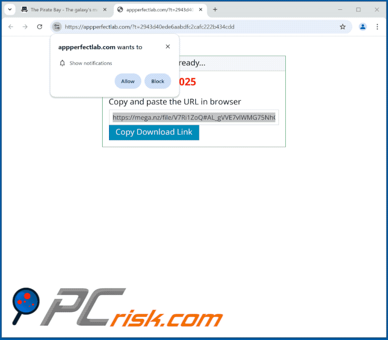 appperfectlab[.]com apariencia del sitio web (GIF)