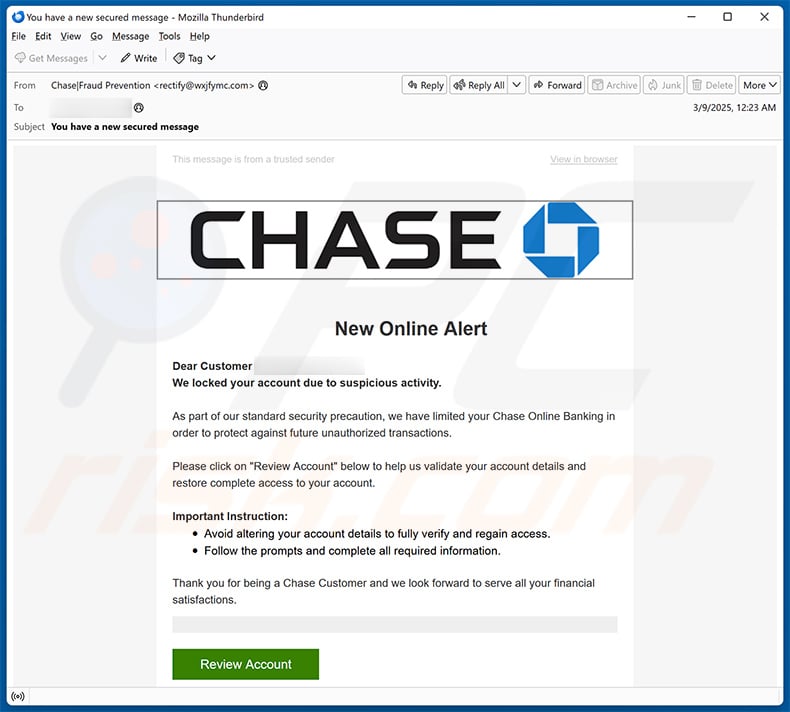 Chase - Suspicious Activity email estafa (2025-03-10)