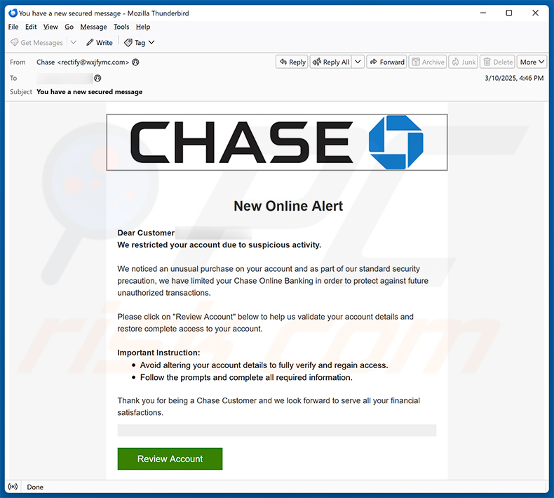 Chase - Suspicious Activity email estafa (2025-03-13)