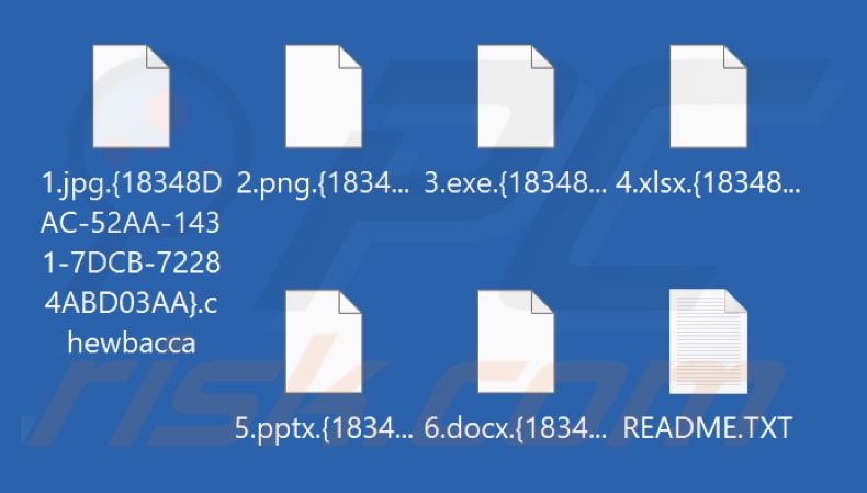 Archivos cifrados por el ransomware Chewbacca (extensión .{victim's_ID}.chewbacca)