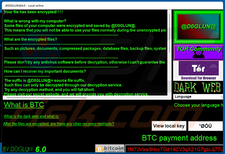 D0glun ransomware pop-up ventana (2025-03-12)