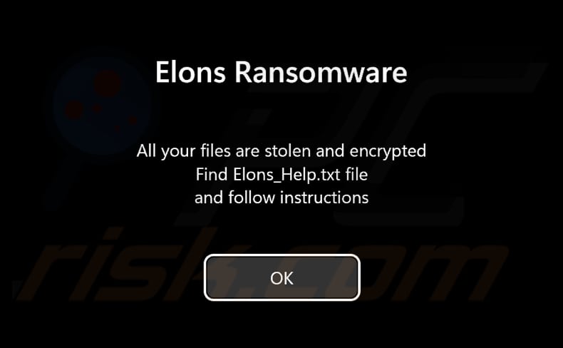 Elons ransomware pantalla previa al inicio de sesión