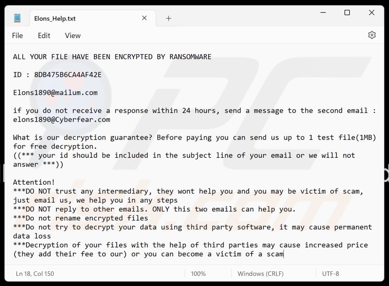Elons ransomware archivo de texto (Elons_Help.txt)